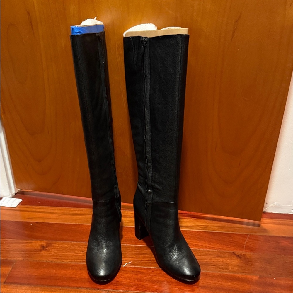 VINCE Black Knee-High Leather Boots